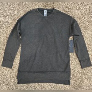 Mono B Brown Waffle Knit Long Sleeve Crew Neckline Side Hem Slits Women’s Size S